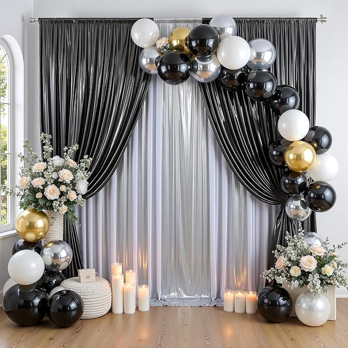30ftx10ft Silver Sequin Backdrop Curtain for Parties, Wrinkle Free Glitter Photo Backdrop Drapes 6 Panels 5x10FT Back Drop Cloth Shimmer Fabric for Wedding Birthday Photography Background