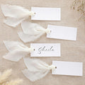 50 Pcs Name Place Cards for Table Setting Blank Wedding Place Cards with Chiffon Ribbon 1.57 x 3.54 Inch Hanging Gift Tags for Wedding Dinner Banquet Party Table Setting Supplies(Ivory)