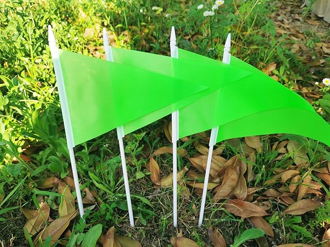 12 Pack Green Pennant Flags Small Mini Hand Held Solid Color Pennant On Sticks Flags with 12.6"Solid Pole & Spear Top,Party Events Celebration,School,Grand Opening,Kids Birthday,Sports Clubs,Flower Pot