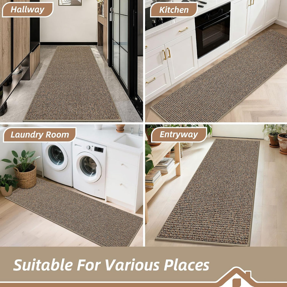 BEQHAUSE Hallway Runner Rugs 2x6, Hallway Rug Non-Slip Washable, Taupe