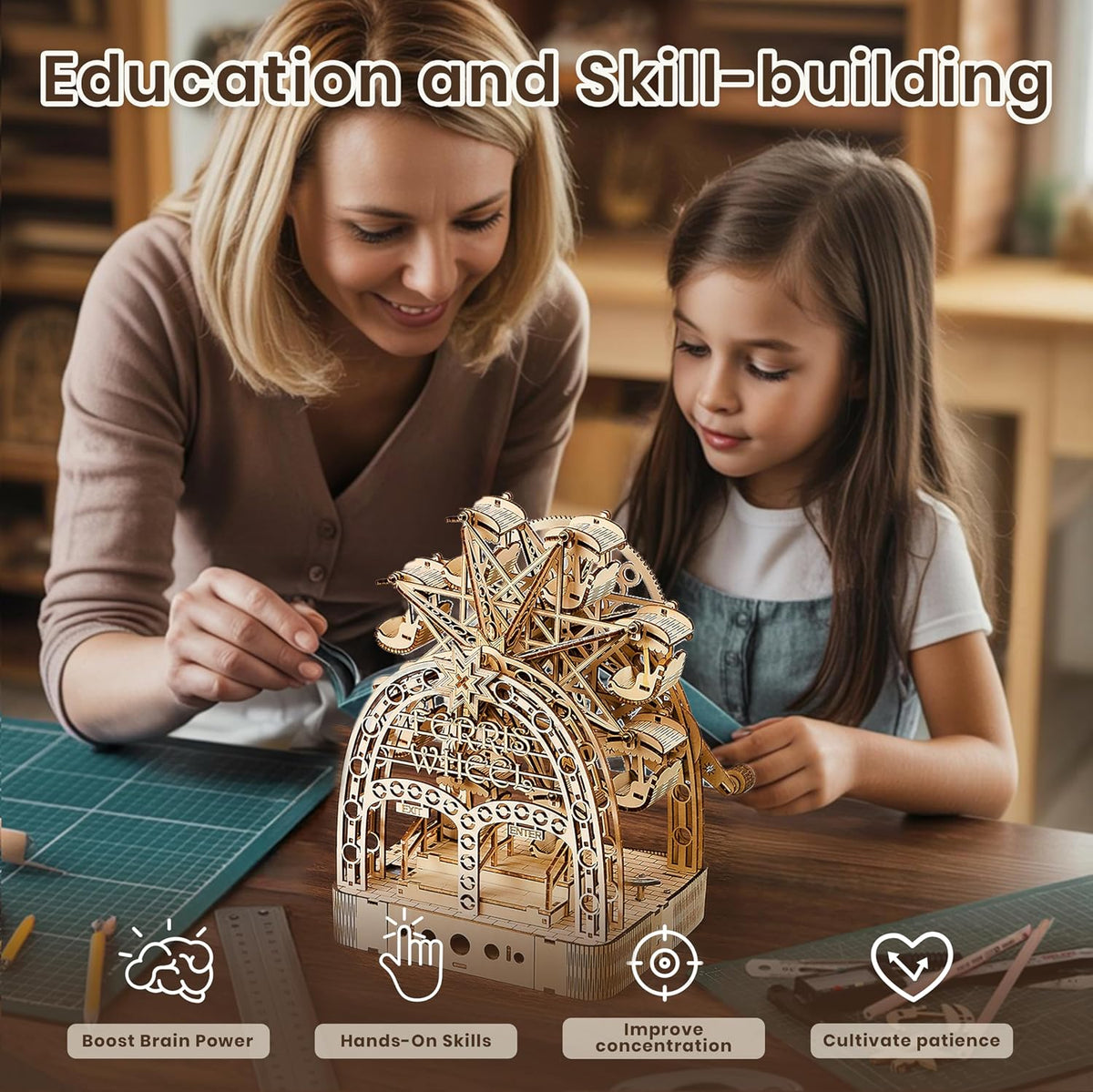 3d wooden puzzles for adults: 3d puzzle light-up, package contents