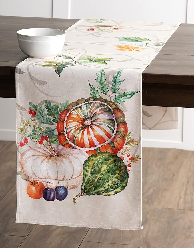 Maison d' Hermine Table Runner 100% Cotton Double Layer Table Runners 108 inches Long for Thanksgiving Christmas Decorations Home Kitchen Dining Party Wedding (Lumina, 14.5" x 108")