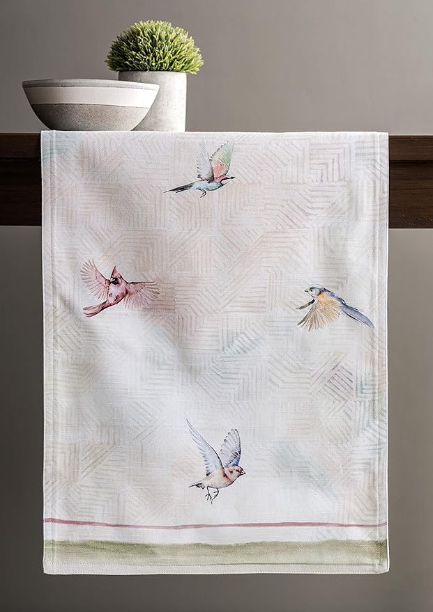 Maison d' Hermine Table Runner 100% Cotton Double Layer Table Runners 72 inches Long Decorative for Home Kitchen Dining Party Wedding Bridal Shower Spring Summer (Flying Birds, 14.50" x 72")
