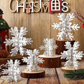 Bucherry 12 Pcs Wooden Snowflake Table Decor 3D Snowflake Tabletop Signs and Centerpiece for Christmas Xmas Winter Wonderland Decorations Home Party(White)