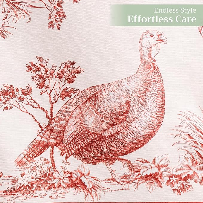 Maison d' Hermine Table Runner 100% Cotton Double Layer Table Runners 108 inches Long for Thanksgiving Christmas Decorations Home Kitchen Dining Party Wedding (Holy Jouy - Red, 14.5" x 108")