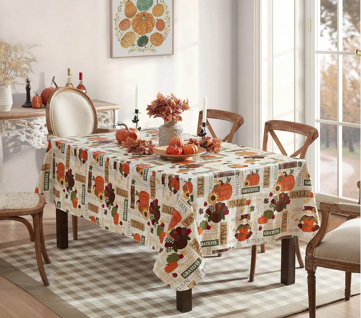 Newbridge Thanksgiving Fall Hayride 60x102 Inch Rectangle Vinyl Tablecloth