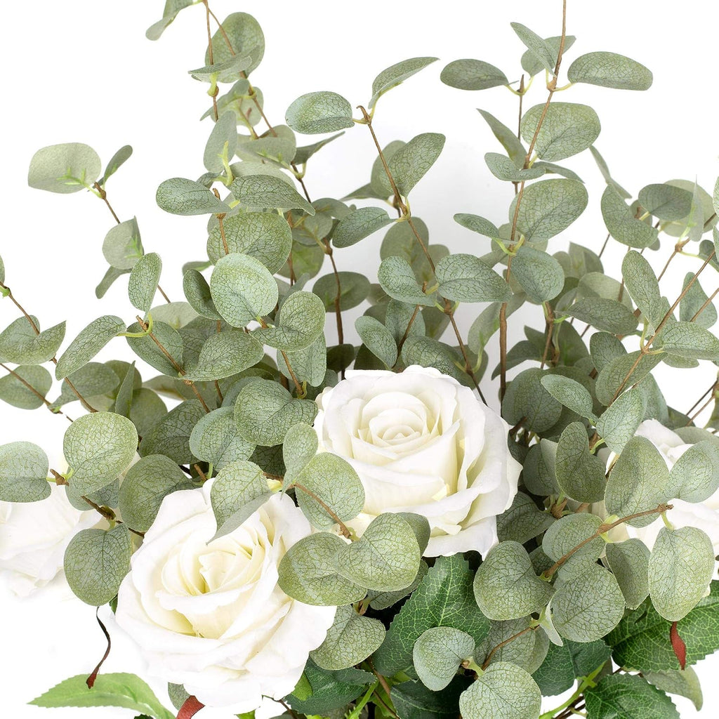 6 Pcs 27" Eucalyptus Stems Greenery Stems Eucalyptus Leaf Spray in Green Silk Plastic Plants Floral Artificial Plants for Home Party Wedding Decoration