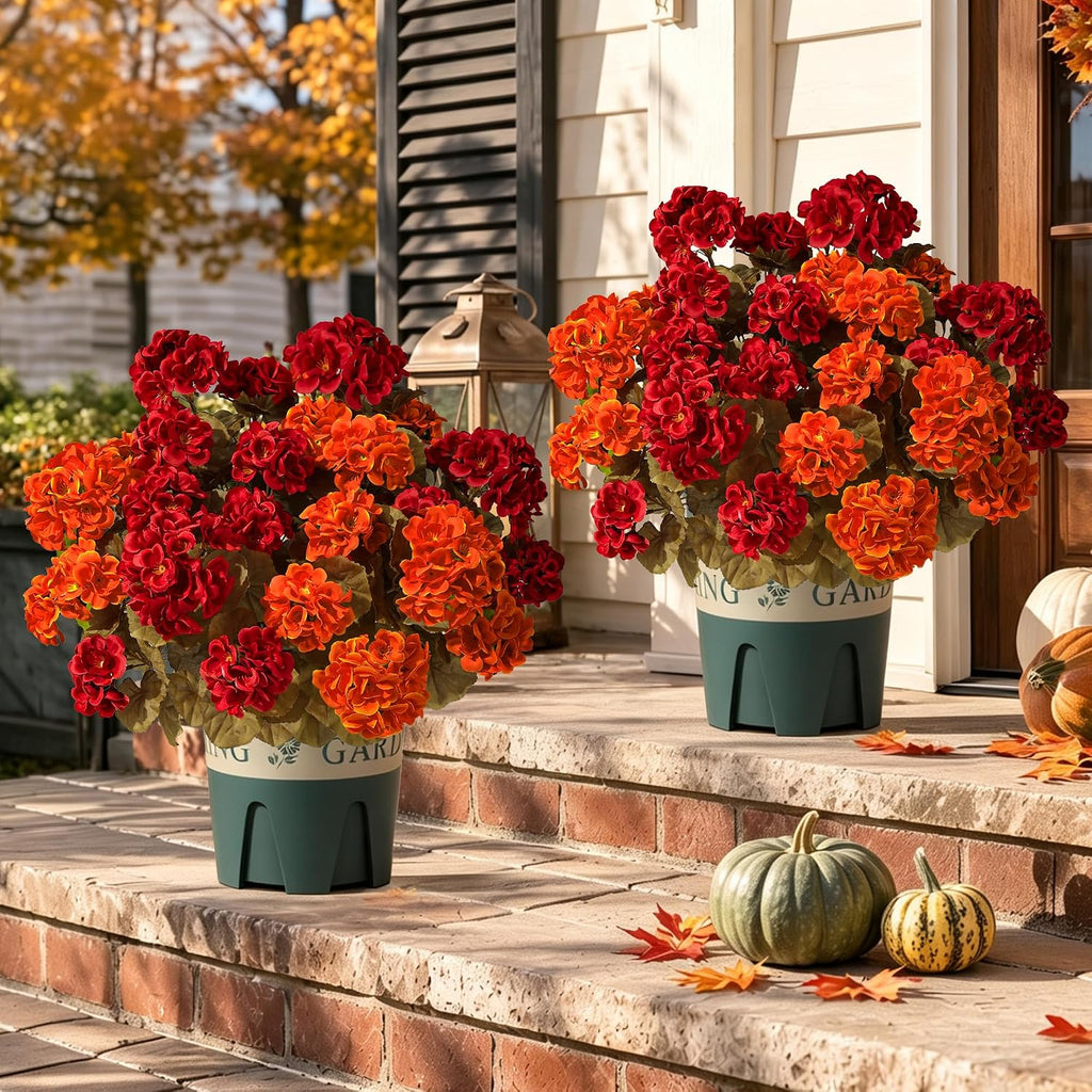 geraniums fall flowers artificial flowers for outdoors autumn, close-up detail