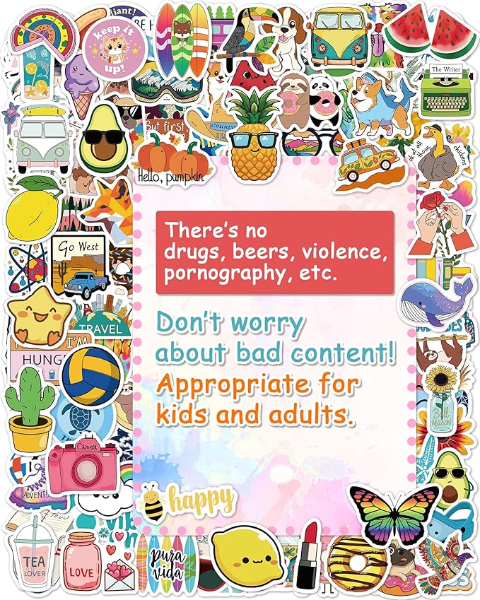 Sticker for Water Bottles, 400 Pcs/Pack Cute Vinyl Waterproof Vsco Laptop Stickers for School Students Gifts Classroom Teachers Prizes Stickers for Kids