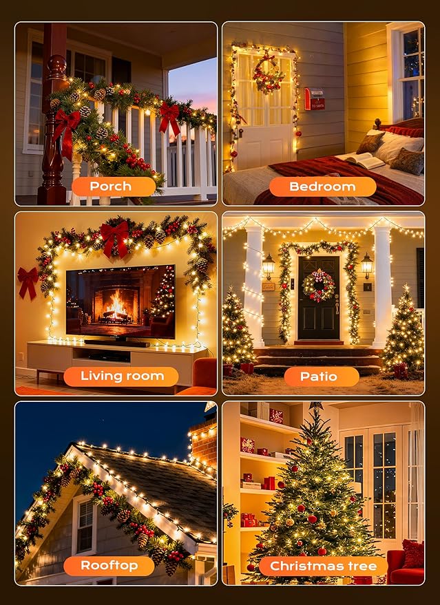 Minetom LED Clear Christmas String Lights, 100 Count 33 Feet LED Christmas Lights Bulb, Christmas Decorations Indoor, White Christma Tree Lights for Indoor Outdoor Xmas Wedding Party Festival