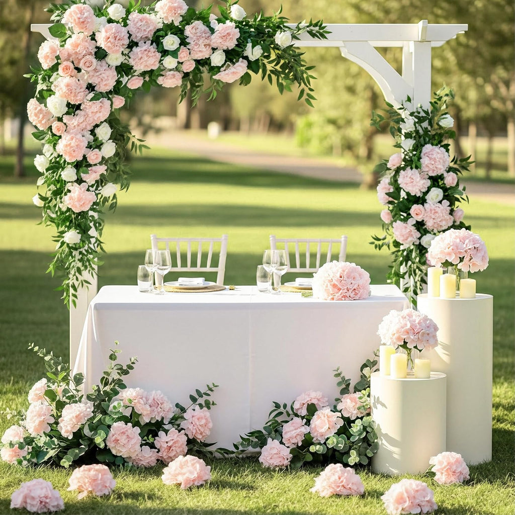 auihiay 64pcs pink hydrangea artificial flowers bulk, silk shown in use