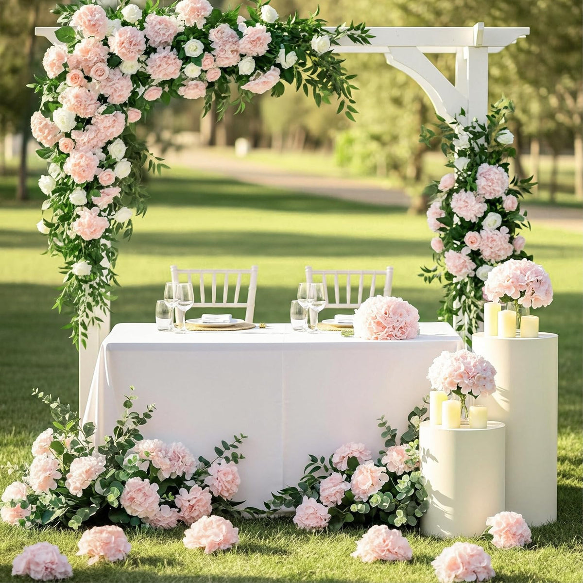 auihiay 64pcs pink hydrangea artificial flowers bulk, silk shown in use