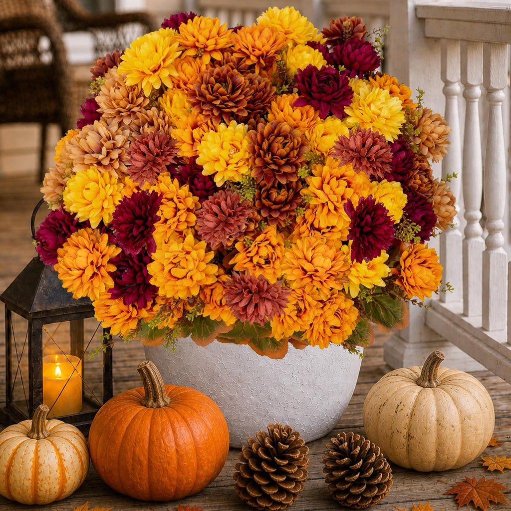 axylex artificial mums for outdoors, 12 bundles fake, view 9