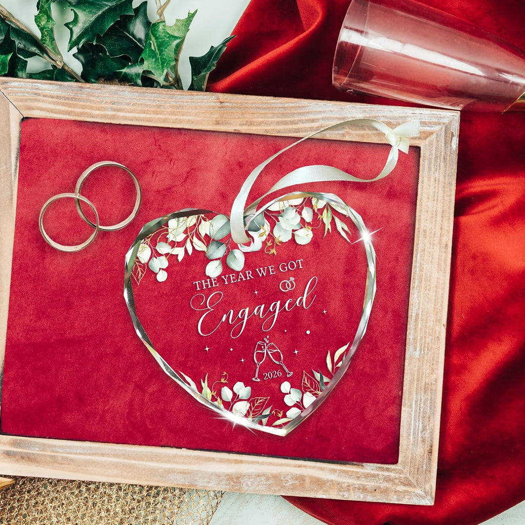 Engagement Gifts for Couples 2026, Glass Engagement Ornament 2026 - The Year We Got Engaged Ornament for Daughter, Newly Engaged Gifts for Couple Friend, for Fiance, Bride to Be