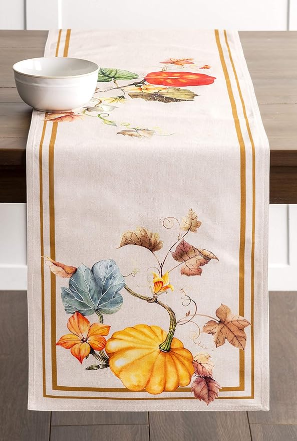 Maison d' Hermine Table Runner 100% Cotton Double Layer Table Runners 72 inches Long Decorative for Home Kitchen Dining Party Baby Shower Wedding Bridal Shower (Potiron, 14.50" x 72")