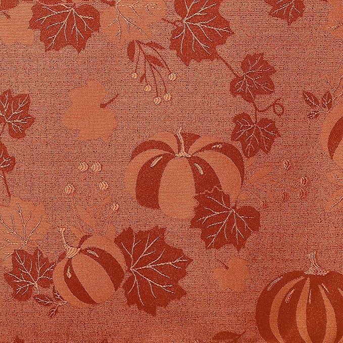 Smiry Thanksgiving Table Runner, 13x72 Inch Waterproof Fabric Damask Table Runner for Harvest Parties and Holidays, Terracotta