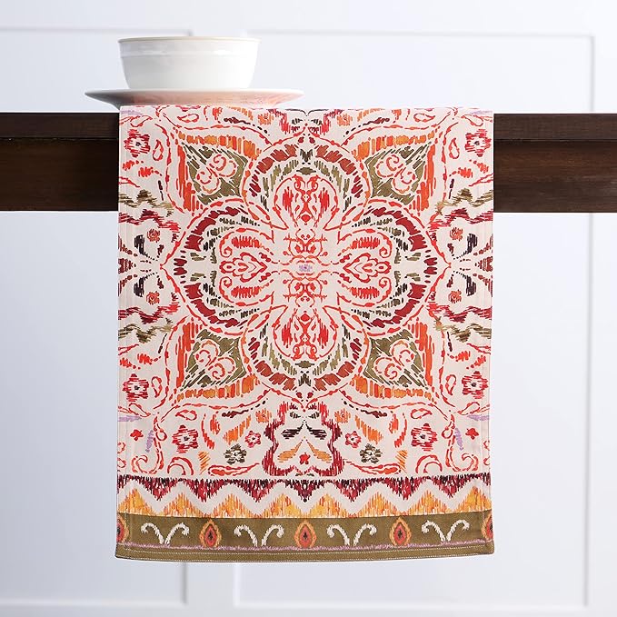 Maison d' Hermine Table Runner 100% Cotton Double Layer Table Runners 108 inches Long for Thanksgiving Christmas Decorations Home Kitchen Dining Party Wedding (Damask, 14.5" x 108")