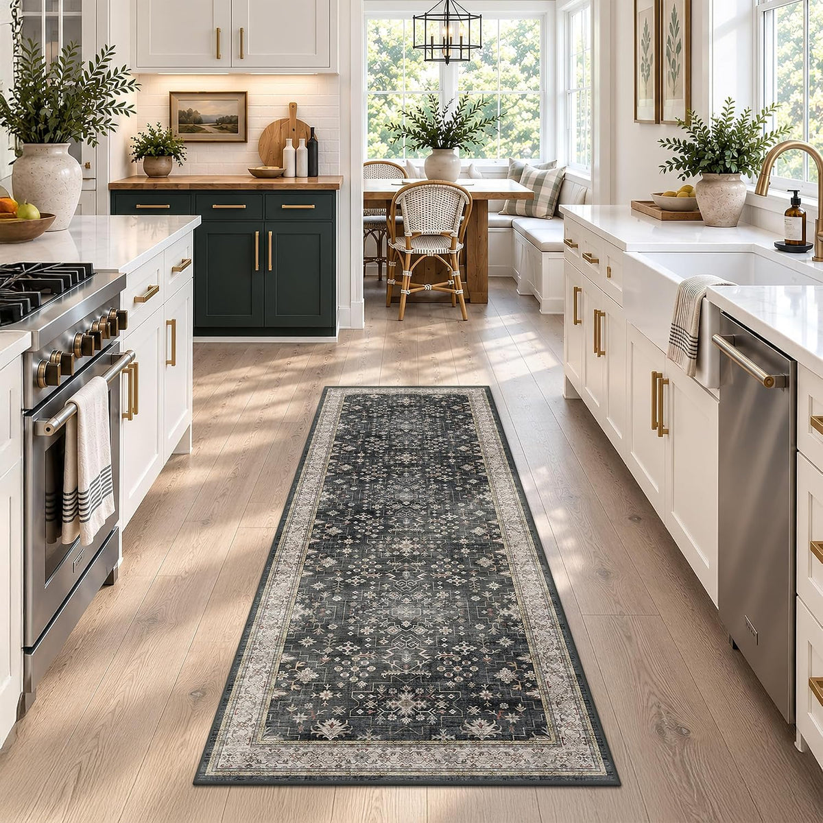 Dark Washable Long Runners for Hallways, 2'6"x8' Wide Kitchen Ru...