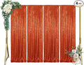 ShinyBeauty 4x10ft Sequin Backdrop Curtains - 4-Panel Orange Glitter Photography Background for Parties, Halloween, Christmas Decor (Reusable)