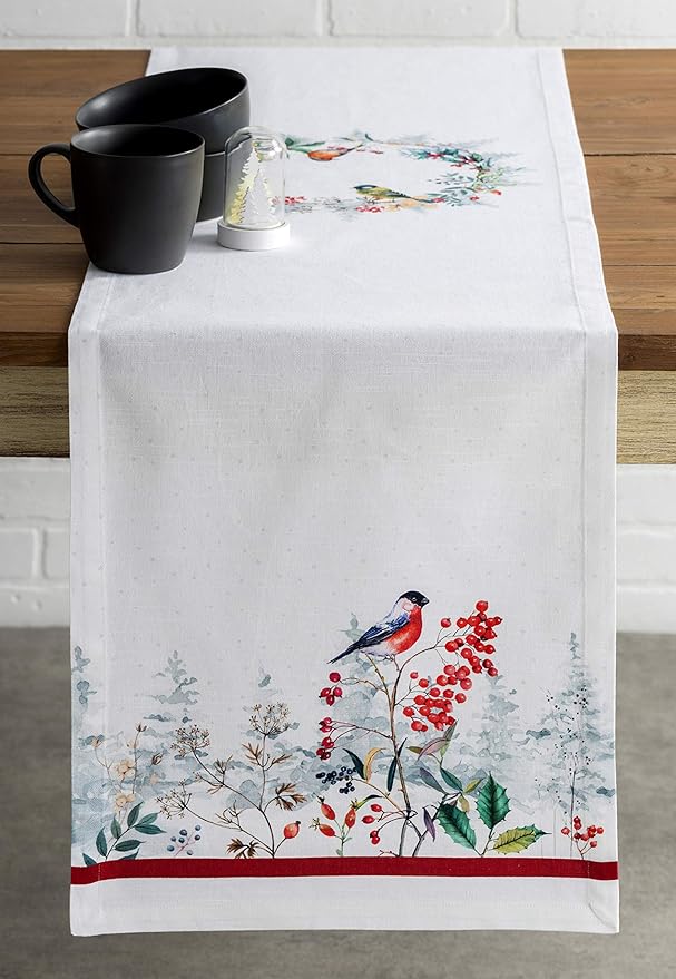 Maison d' Hermine Table Runner 100% Cotton Single Layer Table Runners 72 inches Long Decorative for Home Kitchen Dining Party Baby Shower Wedding Bridal Shower (Morzine, 14.50" x 72")
