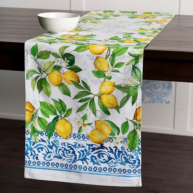 Maison d' Hermine Table Runner 100% Cotton Double Layer Table Runners 108 inches Long Decorative for Home Kitchen Dining Party Baby Shower Wedding Bridal Shower Spring Summer (Cedrat, 14.50" x 108")