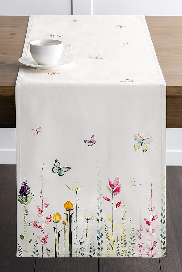 Maison d' Hermine Table Runner 100% Cotton Double Layer Table Runners 72 inches Long Decorative for Home Kitchen Dining Party Wedding Bridal Shower Spring Summer (Botanical Fresh, 14.50" x 72")