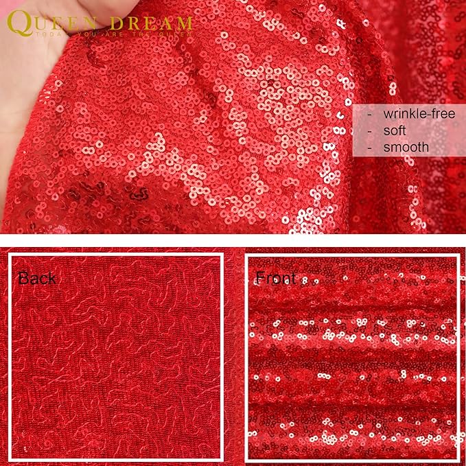 Red Sequin Backdrop 4 Panels 2FTx8FT Christmas Party Backdrop Curtains Photo Background Drapes Glitter Birthday Bridal Backdrop Drapes