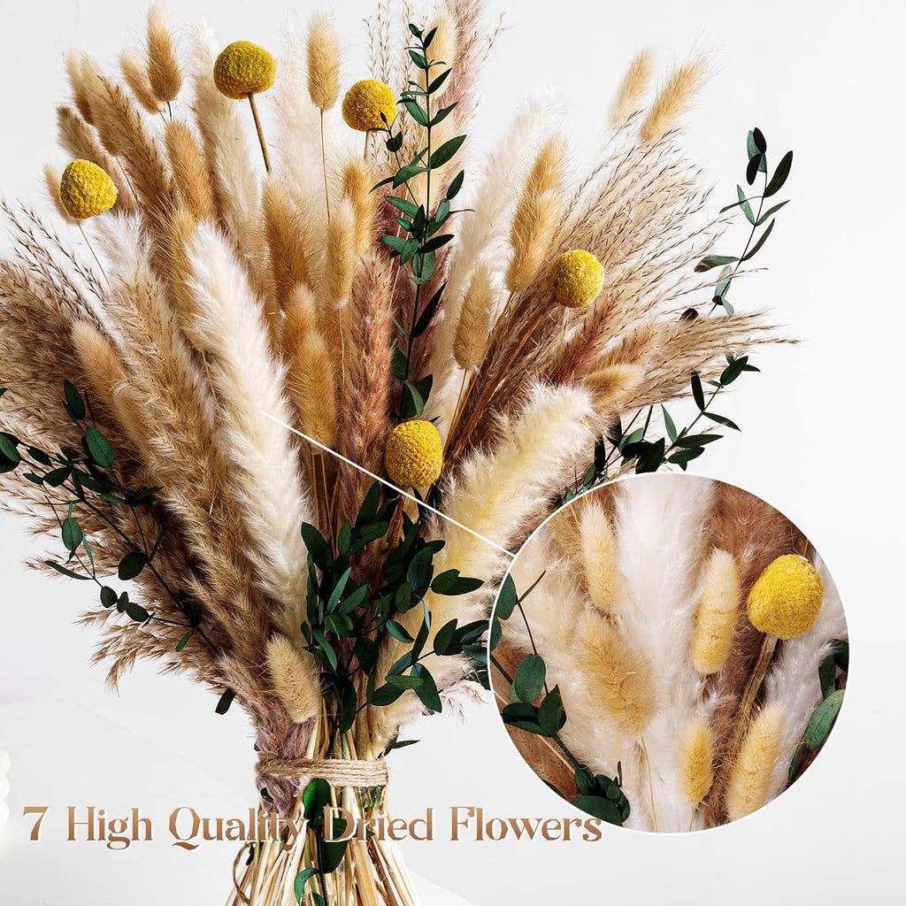 Boho Dried Flowers Bouquet – Olive Green Wall Decor, Pampas Grass Bouquet, Rustic Flower Arrangement, Moody Office & Bedroom Decor, DIY Home Vase Filler, Farmhouse Floral, Boho Wedding Bouquet