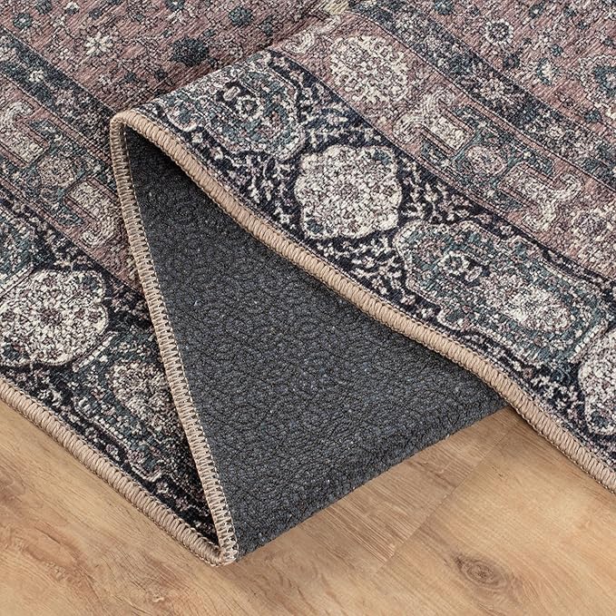 Bloom Rugs Washable Non-Slip 9' x 12' Rug - Cream/Green Traditional Medallion Area Rug for Living Room, Bedroom, Dining Room, and Kitchen - Exact Size: 9' x 12'
