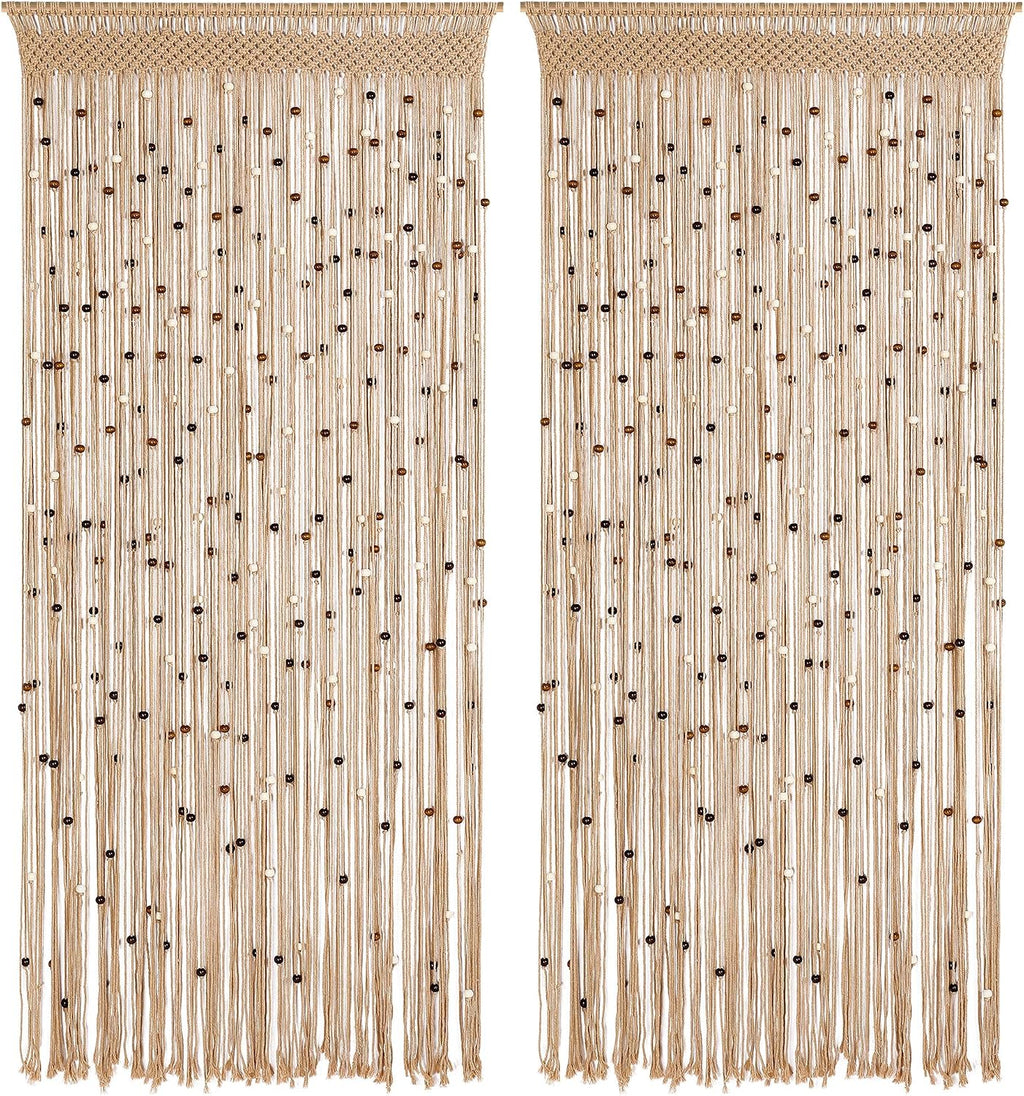bechaeo boho macrame bead curtain for door window, main product view