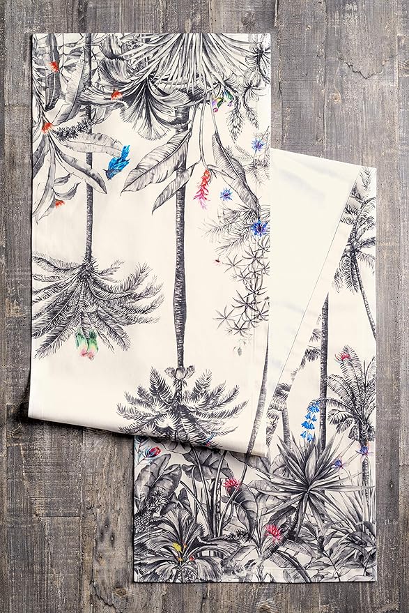 Maison d' Hermine Table Runner 100% Cotton Single Layer Table Runners 36 inches Long for Thanksgiving Christmas Decorations Home Kitchen Dining Party Wedding (Amazonia, 14.5" x 36")