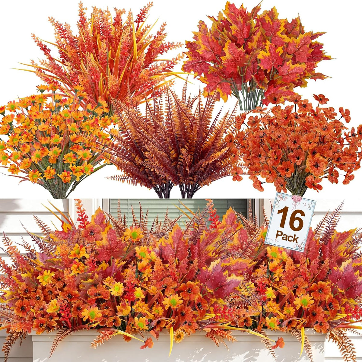 16 bundles 5 styles artificial fall flowers for shown in use