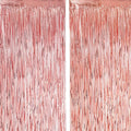 2 Pack Rose Gold Tinsel Foil Fringe Curtains, Rose Gold Party Decorations, Metallic Tinsel Party Streamers Backdrop for Birthday Baby Shower Graduation Wedding Party Decorations
