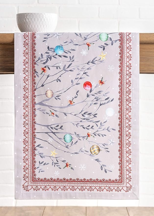 Maison d' Hermine Table Runner 100% Cotton Single Layer Table Runners 90 inches Long for Thanksgiving Christmas Decorations Home Kitchen Dining Party Wedding (Fairy Christmas, 14.5" x 90")