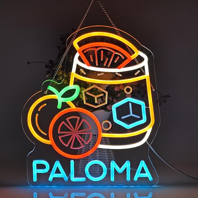 CNBEYOUNG Paloma Neon Sign, Neon Lights Hanging Wall Art Decoration for Mexican Restaurants Shop Cocktail Bar Kitchen Party Home Decor, USB - Driven, Super Bright & Adjustable,15x 12.6inches