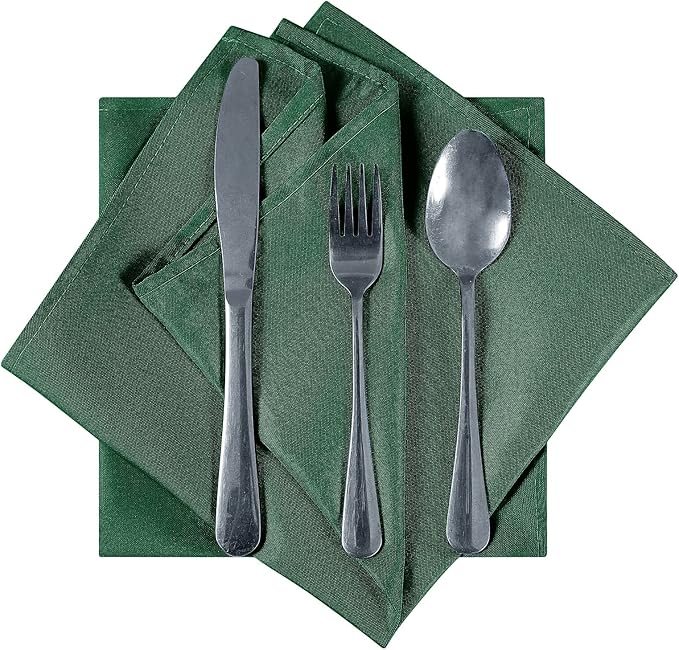 Cloth Napkins 17x17 inch Washable Polyester Dinner Napkins Soft Table Napkins for Wedding Party Dining Banquet(Hunter,100PCS)