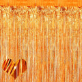 4 Pack Orange Fringe Curtain Backdrop, 3.2Ft x 6.6Ft Metallic Tinsel Foil Fringe Streamers Background for Photo Booth Birthday Wedding Baby Shower Carnival Easter Mother’s Day Party Decorations