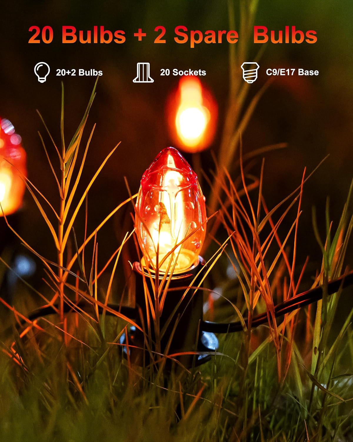 24.2FT Halloween Pathway Lights Outdoor, C9 Halloween Lights 20 Lights