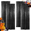 ShinyBeauty Black Sequin Curtains 2FTx8FT 4 Panels | Sparkly Photo Backdrop for Birthday, Halloween, Events | Elegant Glitter Background for Photography