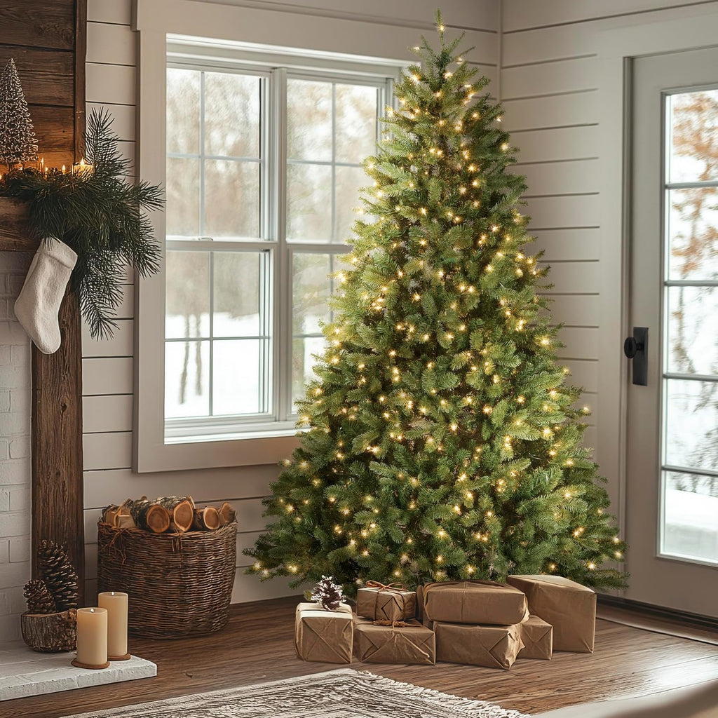 national tree company 7.5ft pre-lit downswept douglas fir, close-up detail