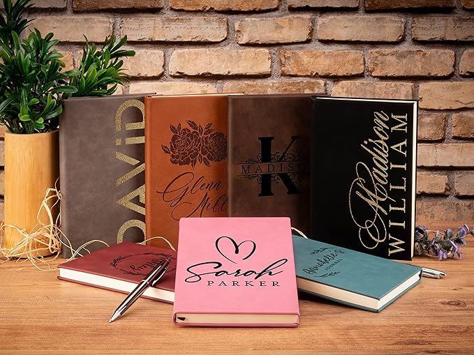 Personal Leather Journal Notebooks | 12 Design, 9 Color - Rustic | Journal for Women, Men - Custom Notebook to Write in - Diary for Girls, Women - Personalized Gift Idea for Girl, Boy, Mom and Dad