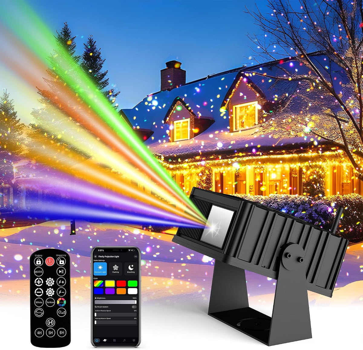 AIRIVO Outdoor Star Laser Projector, App & Remote Control 7 Colors Motion...