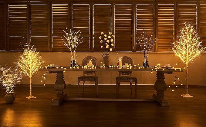 LITBLOOM Lighted Birch Branches Battery Operated with 8 Functions 30IN 100 Multi Color and Warm White Lights for Christmas Holiday Party Decoration Indoor Outdoor