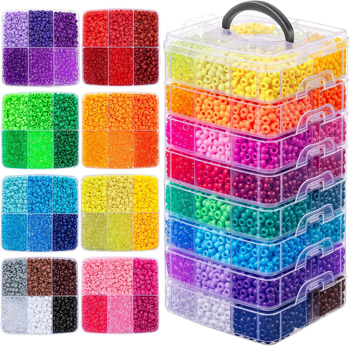 simetufy 10000pcs pony beads bulk 48 colors rave, main product view