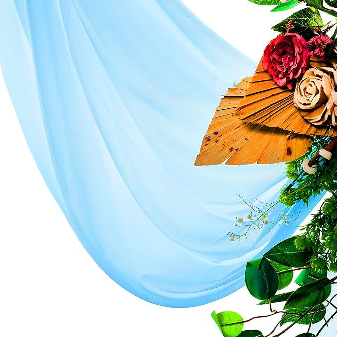 VDS Pack of 1 Panel (30 Inch X 40 Feet) Wedding Arch Draping Fabric Sheer Chiffon Fabric Drapery for Wedding Ceremony Reception Swag Backdrop Canopy Chuppah ARBO Altars Decoration (Turquoise)