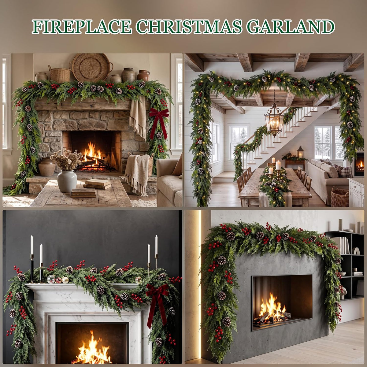 realistic christmas cedar garland decor - 9ft real, package contents