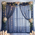 20×10ft Navy Blue Tulle Backdrop Curtain with Lights String for Parties, Sheer Photo Backdrop Curtains for Wedding Party Photography Background