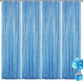 Blue Sequin Backdrop Curtain 4 Pieces 2FTx8FT Glitter Photography Backdrop for Party Wedding Birthday Christmas Decorations