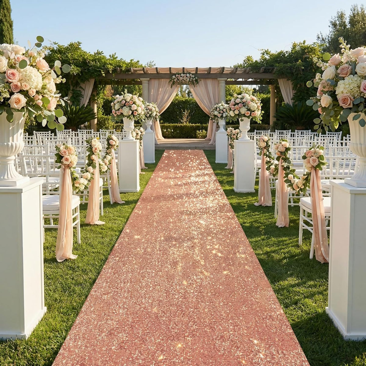 Aisle Runners 4FT×20FT - Rose Gold Sequin Aisle Runner Long Carpet Runner for...