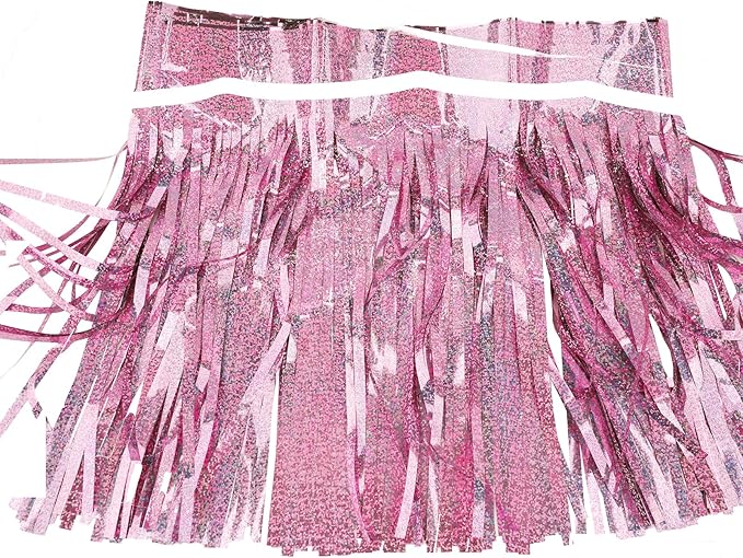 4 Pack Total 40 Feet Foil Fringe Garland Lilac Metallic Wall Hanging Drapes Tassel Skirting Tinsel Streamers for Parade Float Trailer Mardi Gras Party Birthday Wedding (Iridescent Purple)